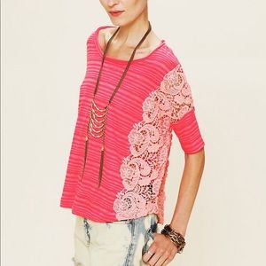 24hrSale🎉Free People Battenburg Striped tee